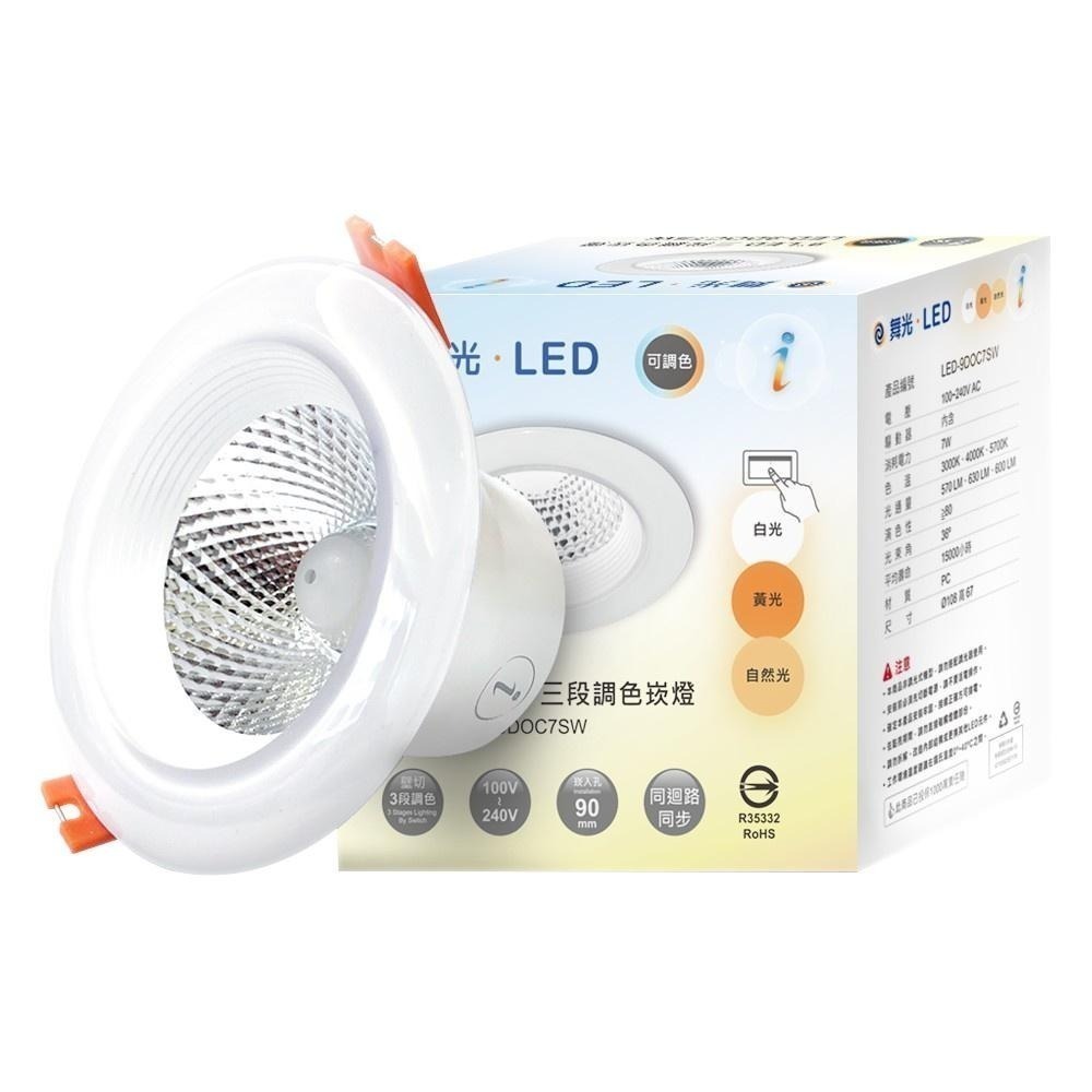 🧡 舞光LED ⚡️ 三段調色晶透崁燈 7W 崁孔9公分/4W 崁孔7公分 壁切 三色崁燈 全電壓-細節圖8