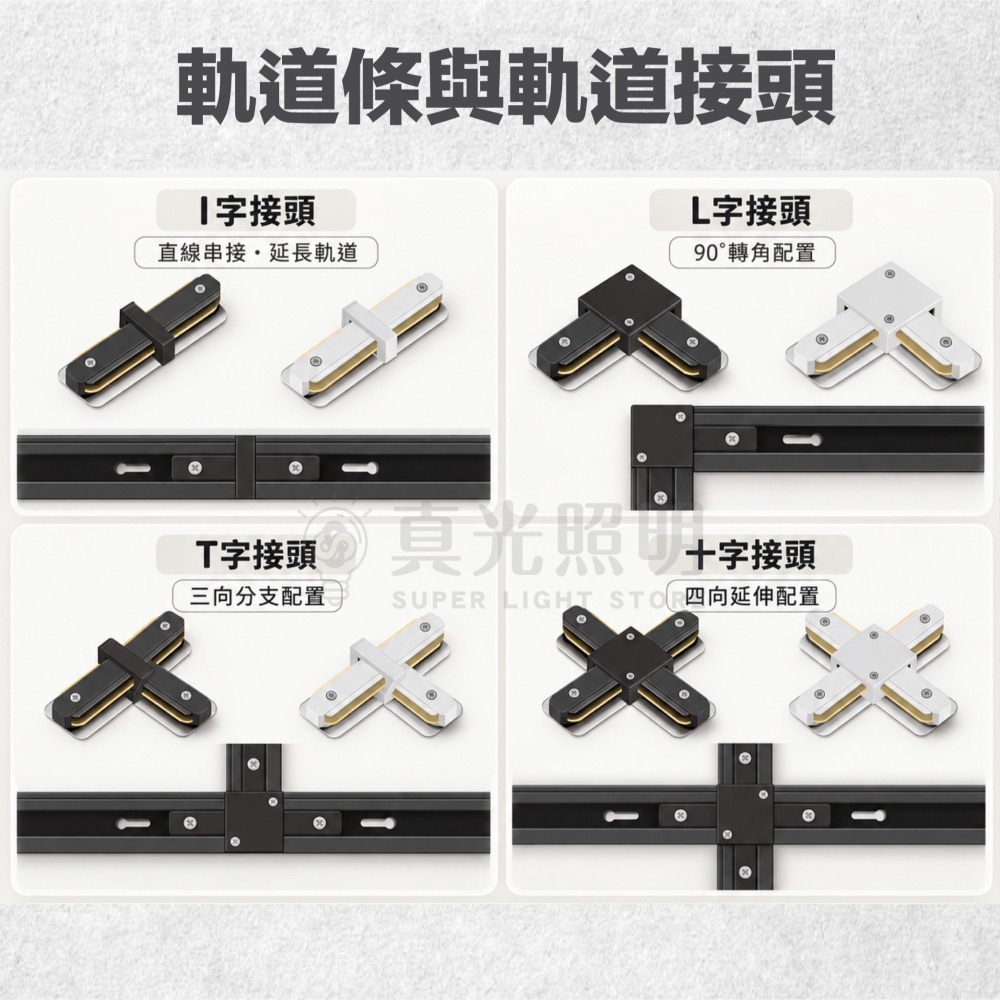 💡 真光照明 🙌🏻  軌道接頭 T字接頭 十字接頭 L字接頭 一字接頭 小軌道頭 軌道燈 黑 白