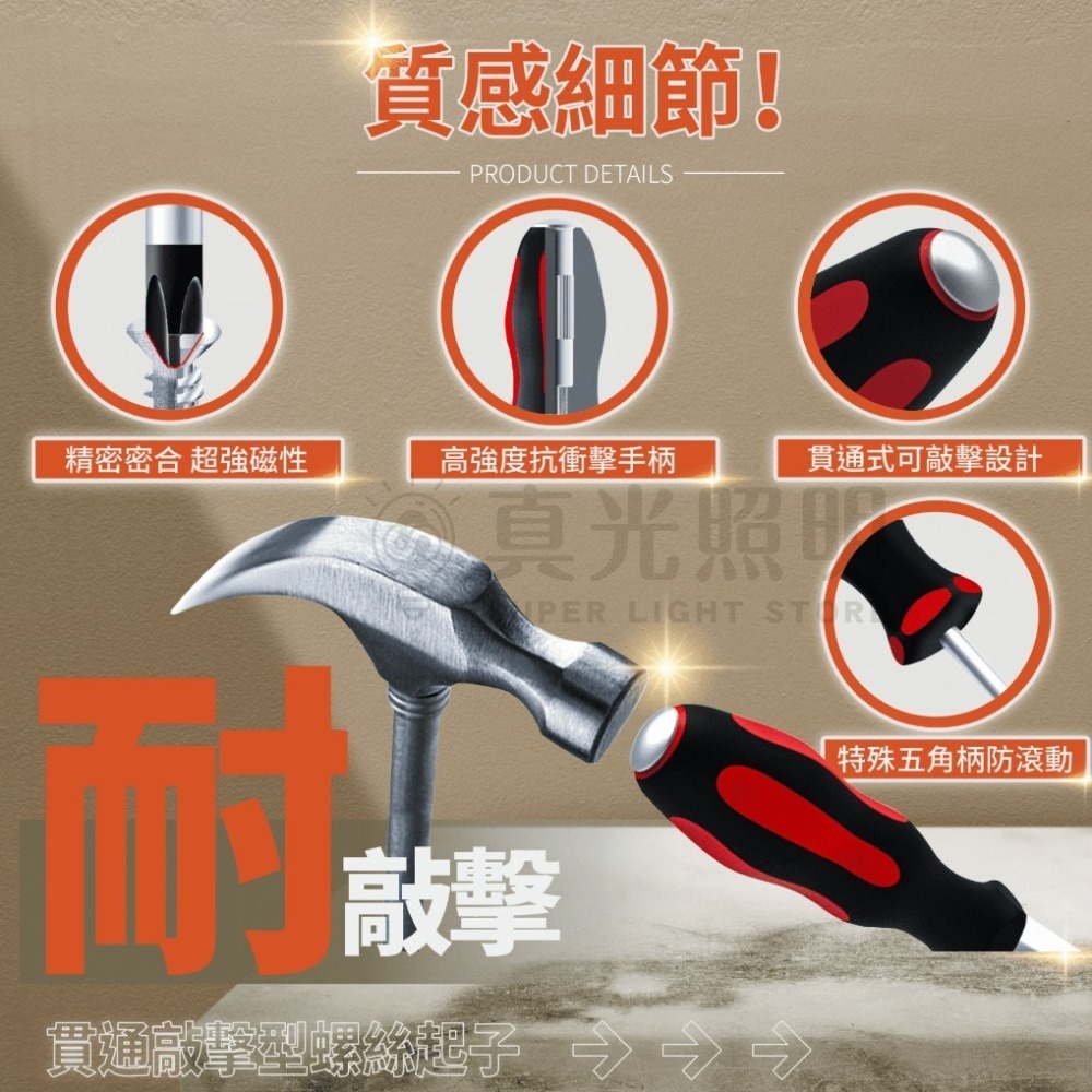 🛠裝修神器💪🏻MXM M系列貫通敲擊型 螺絲起子 防滑防油雙色手柄  一字起子 / 十字起子 TORX 強磁-細節圖2