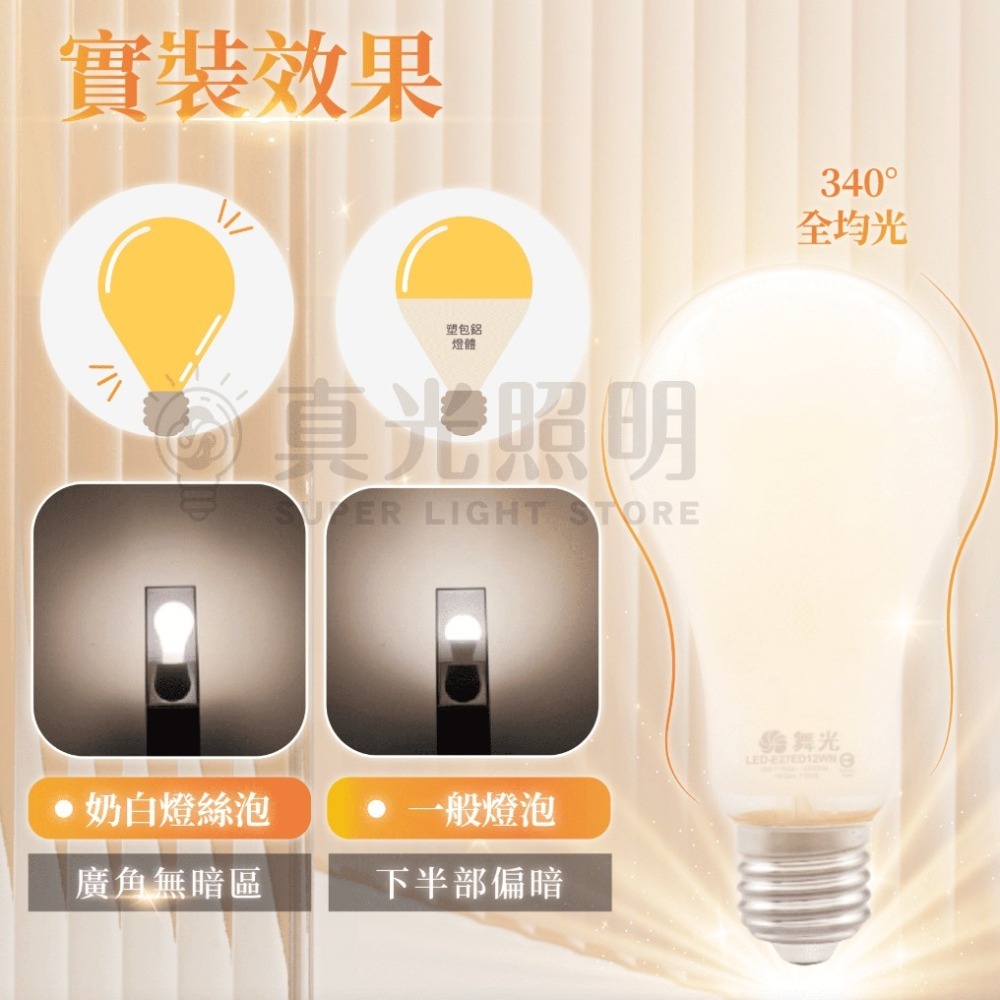 🧡 舞光LED ⚡️ 12W 奶白燈絲燈 🤍 仙女燈 🕯 340°全均光 110V 自然光 簡約時尚 暖色 柔光-細節圖3