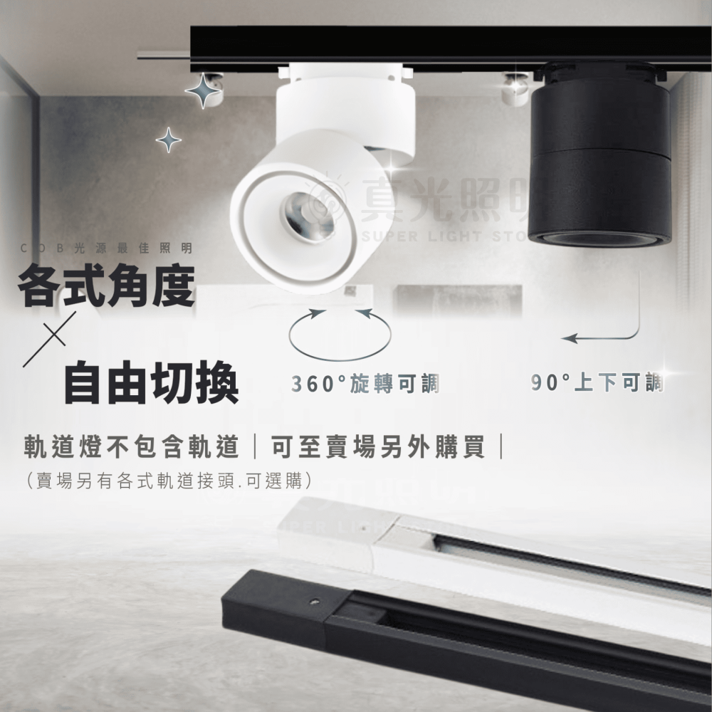 可旋轉軌道燈 LED 14W 軌道燈  360度 投射燈 可調角度 可折疊軌道燈 軌道射燈-細節圖2