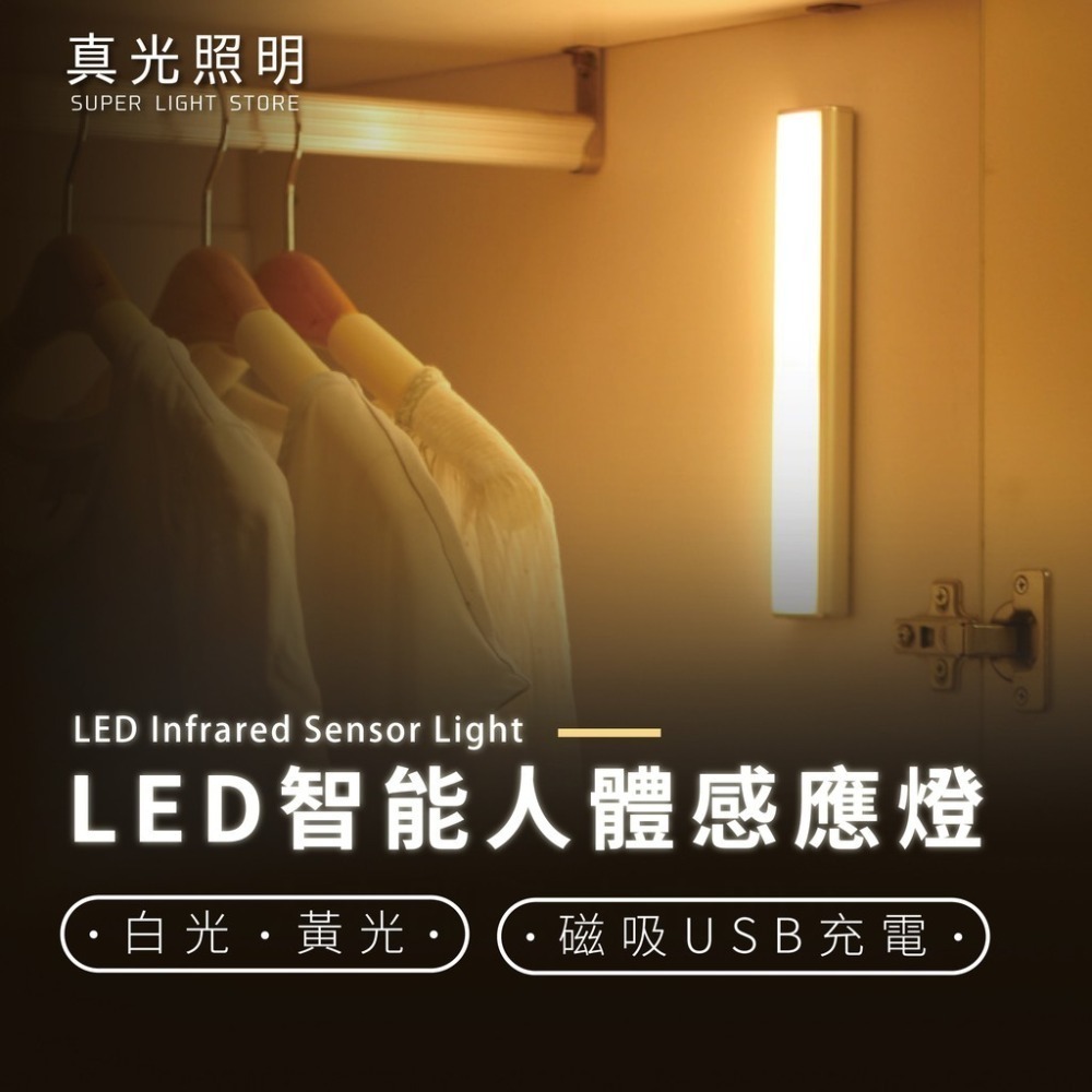 LED磁吸感應燈 【USB充電式】智能LED 磁吸式薄型感應燈