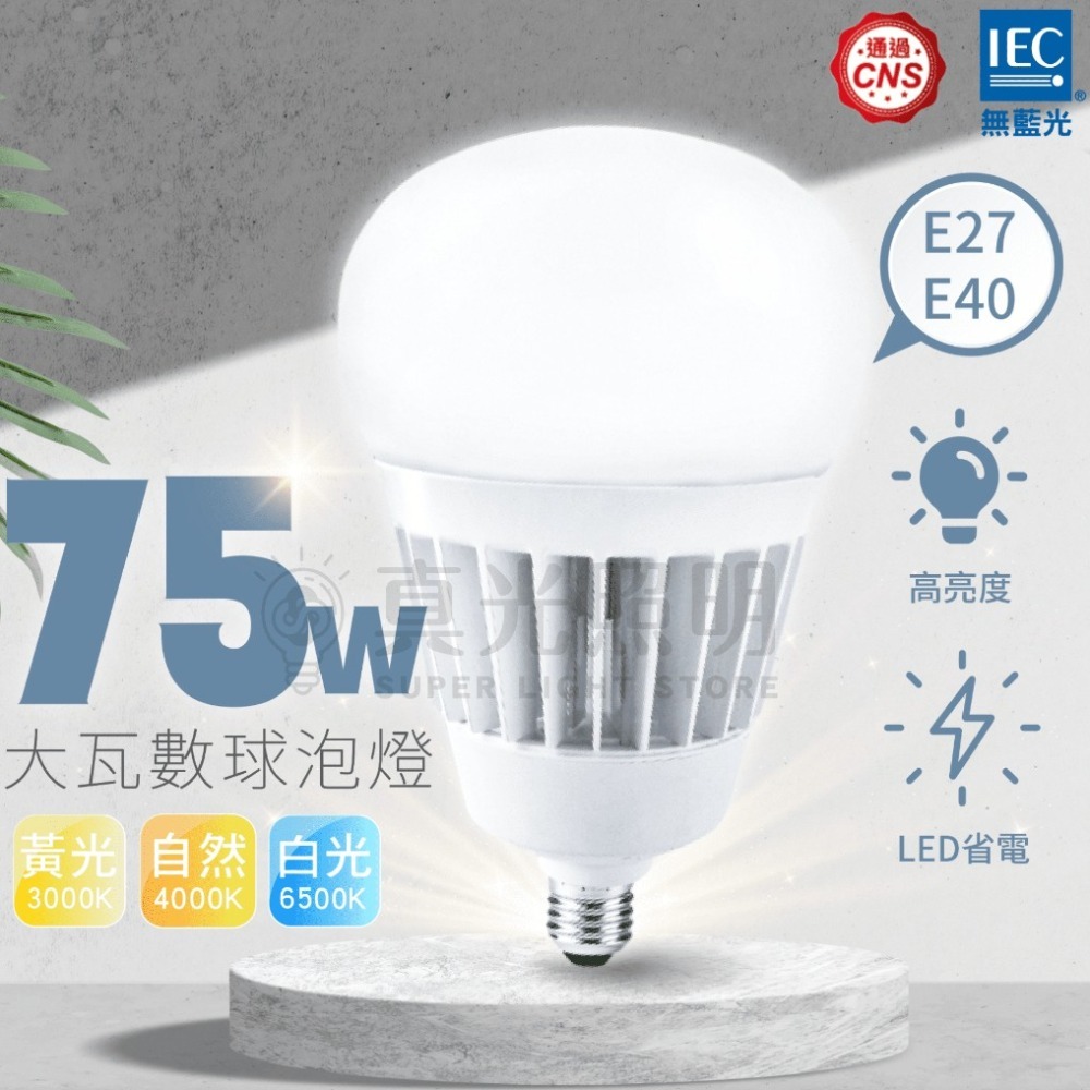 LED 燈泡  35W 55W 75W 大瓦數燈泡 白光 黃光-細節圖3