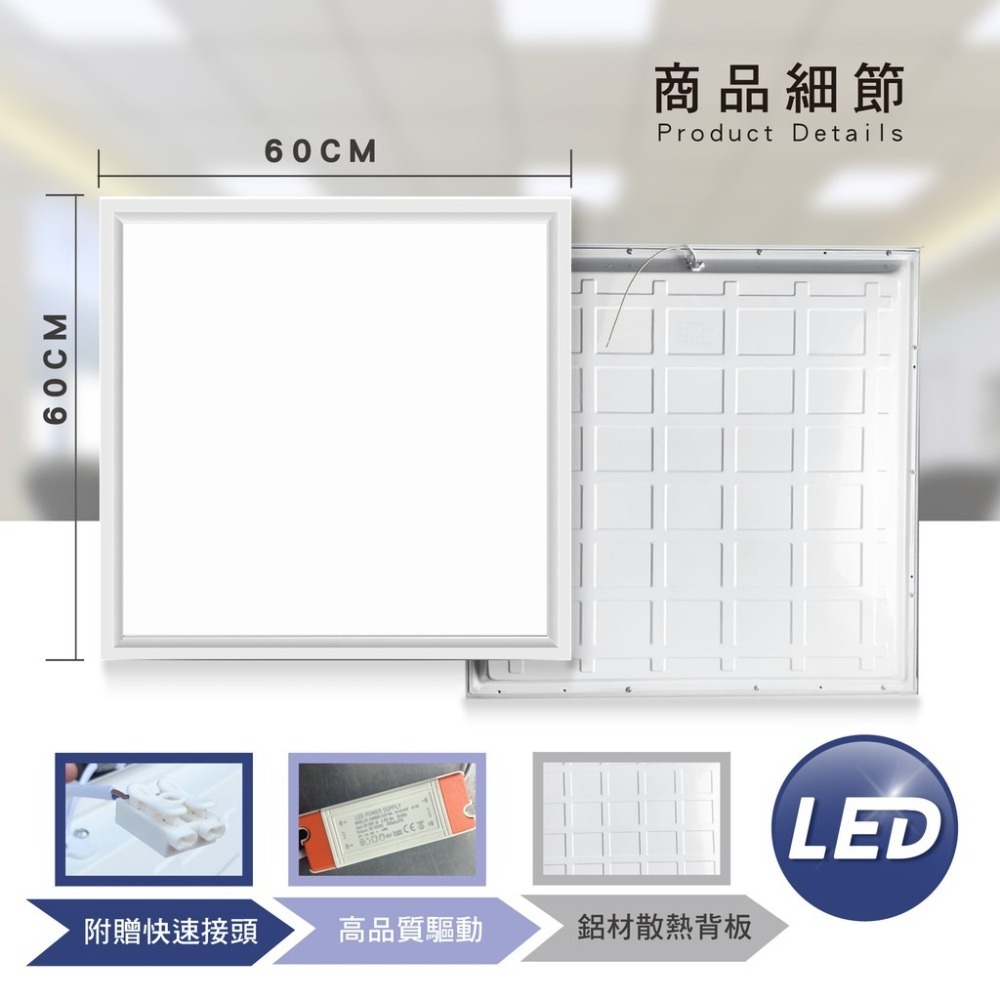 ☞工廠直營  48W LED 平板燈 輕鋼架  CNS認證 導光面板燈 直下式發光   led燈具 白光 自然光-細節圖3