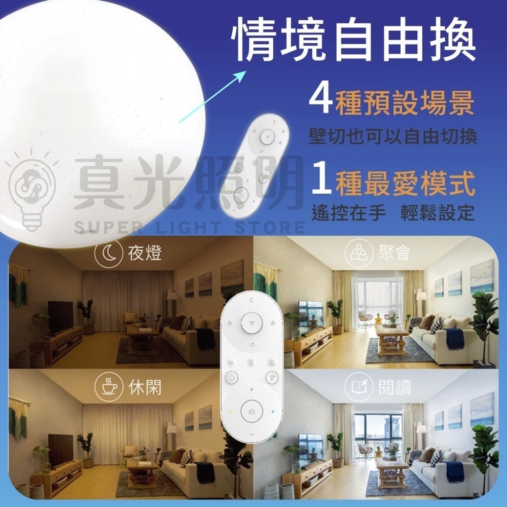 💡飛利浦💙 PHILIPS 靜欣 吸頂燈 80W 40W LED 星鑽 簡約  遙控調光吸頂燈 無藍光 低頻閃 勻亮-細節圖4