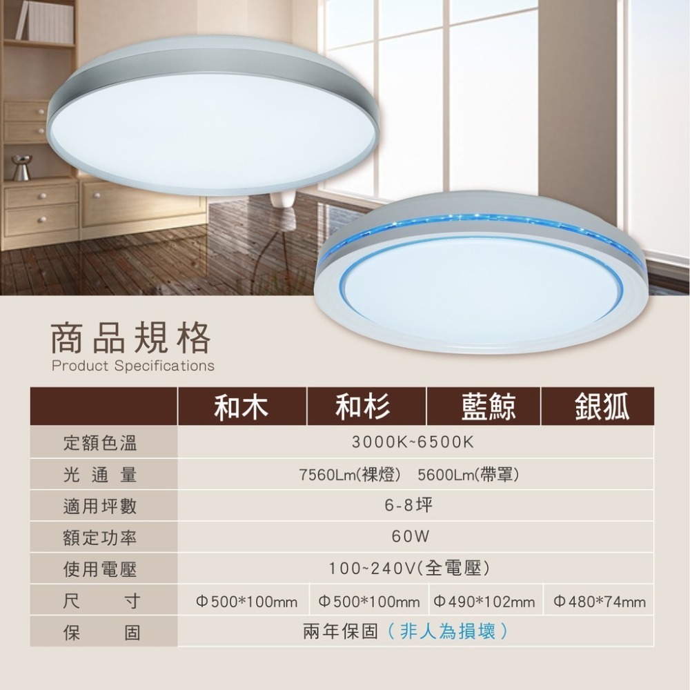 📍免運📍（快可拆 附遙控）LED 吸頂燈 60W 木框 附遙控 可調光調色 調光吸頂燈-細節圖6