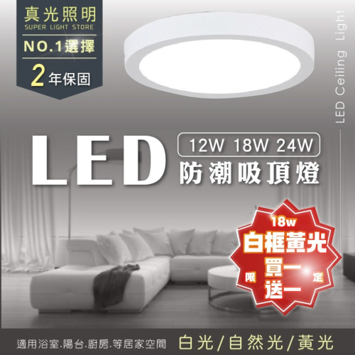 LED 12W 18W 24W 吸頂燈 明裝筒燈 白光 自然光 黃光