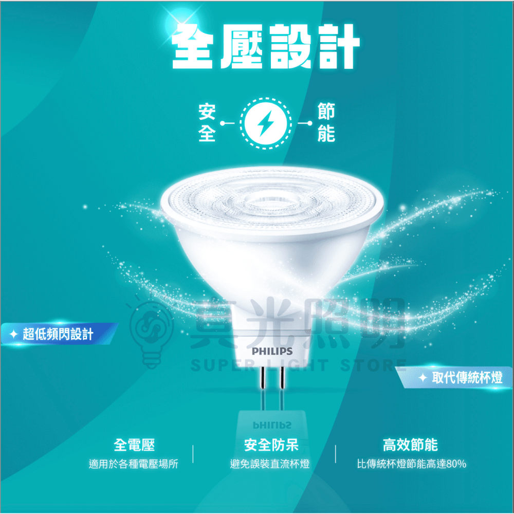 🔥新款🔥 飛利浦 PHILIPS 全電壓 MR16 杯燈 LED 6W 4.5W 免驅 快速安裝 投射燈-細節圖2