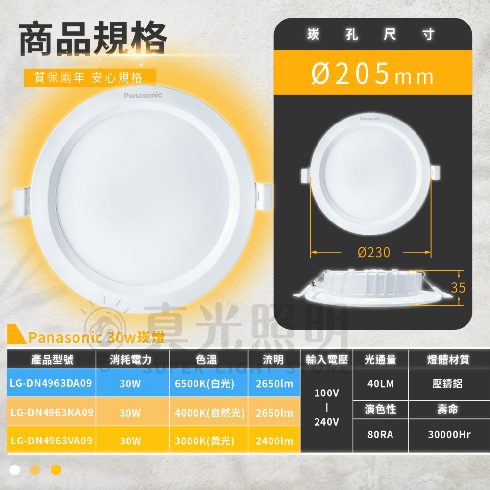 🔥新Panasonic國際牌 薄型崁燈 厚度3.5cm  30W 大瓦數崁燈 崁孔20.5cm 無藍光 無頻閃 三光色-細節圖7