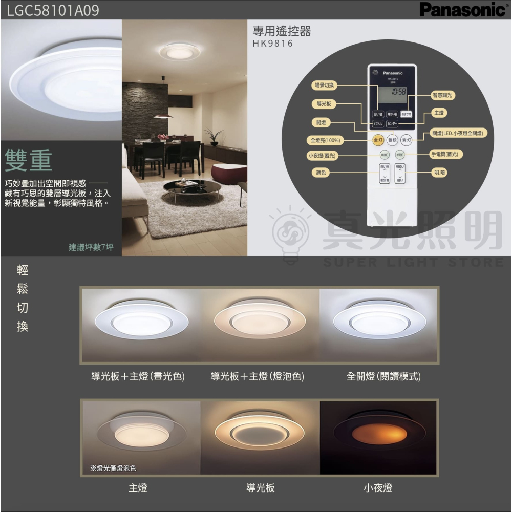 免運【Panasonic國際牌 】47.8W LED 雙重導光板 吸頂燈 LGC58101A09 Air Panel-細節圖3
