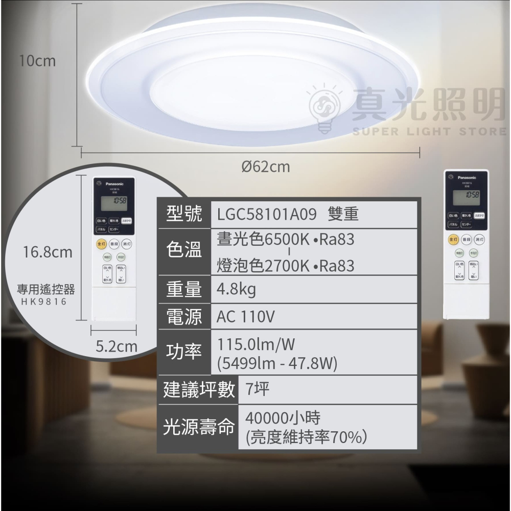 免運【Panasonic國際牌 】47.8W LED 雙重導光板 吸頂燈 LGC58101A09 Air Panel-細節圖4