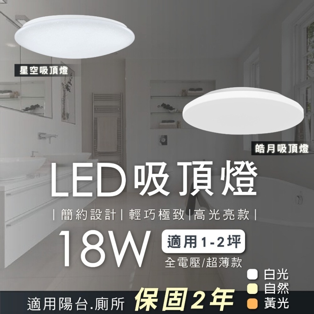 🔥限時八折🔥 LED 18W/35W/50W 吸頂燈 皓月 星空 滿月《兩年保固》廁所 陽台 單色款 原賣場熱銷款-細節圖2