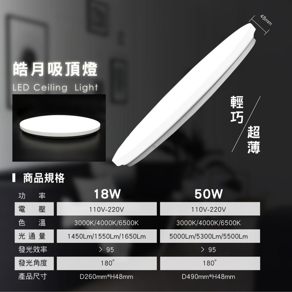 🔥限時八折🔥 LED 18W/35W/50W 吸頂燈 皓月 星空 滿月《兩年保固》廁所 陽台 單色款 原賣場熱銷款-細節圖7