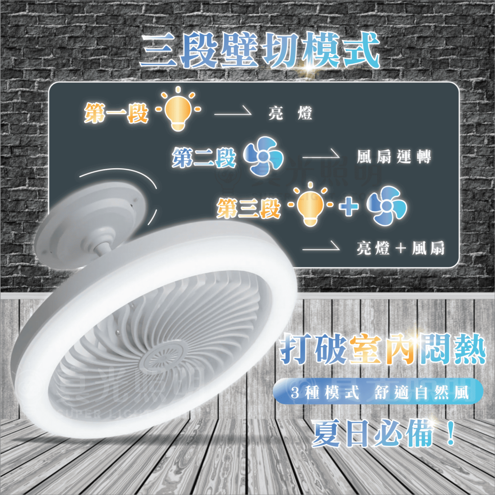亮博士 LED  30W 萬向吸頂燈扇｜3段壁切×3種特色功能｜IP20防塵防水 2-3 坪適用 燈扇 一機兩用 省電-細節圖2