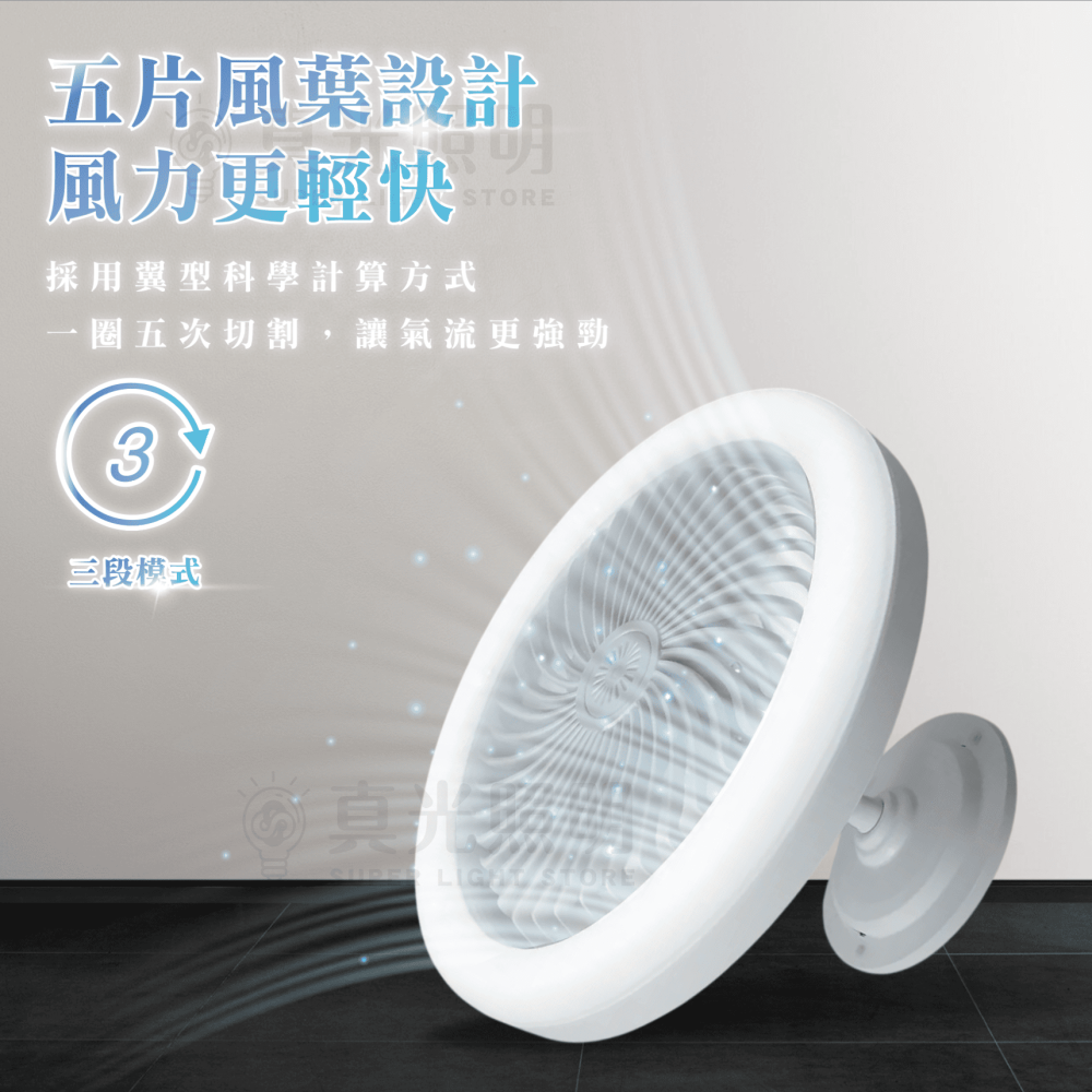 亮博士 LED  30W 萬向吸頂燈扇｜3段壁切×3種特色功能｜IP20防塵防水 2-3 坪適用 燈扇 一機兩用 省電-細節圖3