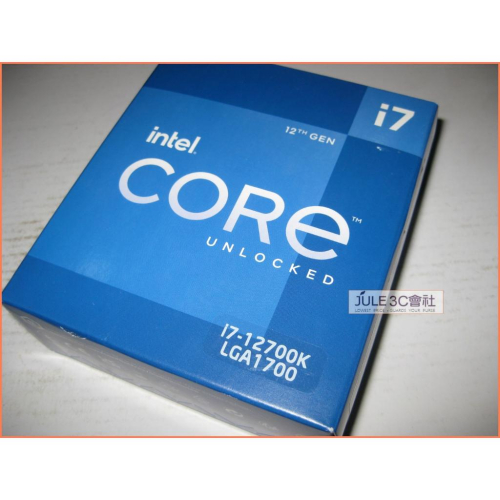 JULE 3C會社-Intel Core i7 12700K 12C20T 3.6G/25M/全新盒裝/1700 CPU