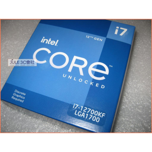 JULE 3C會社-Intel Core i7 12700KF 12C20T 3.6G/25M/全新/1700 CPU