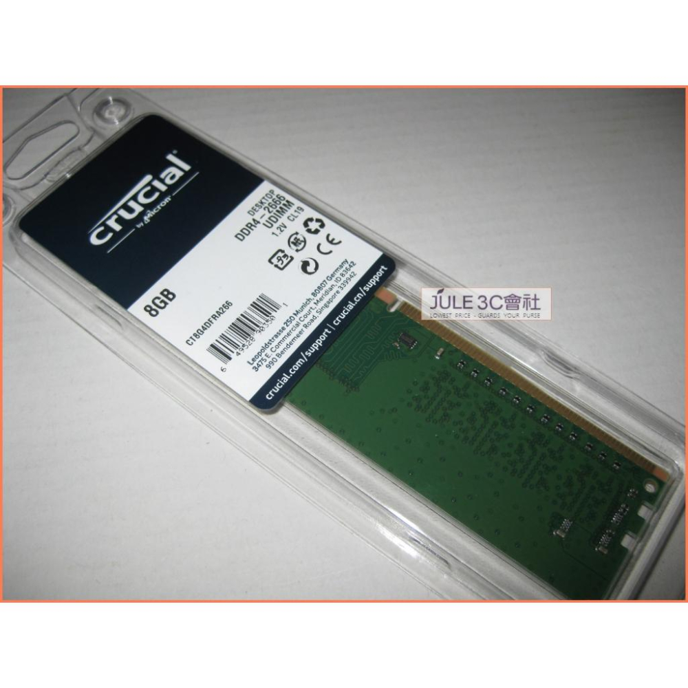 JULE 3C會社-美光Crucial DDR4 2666 8GB 8G 單面/終保/CT8G4DFRA266 記憶體-細節圖4
