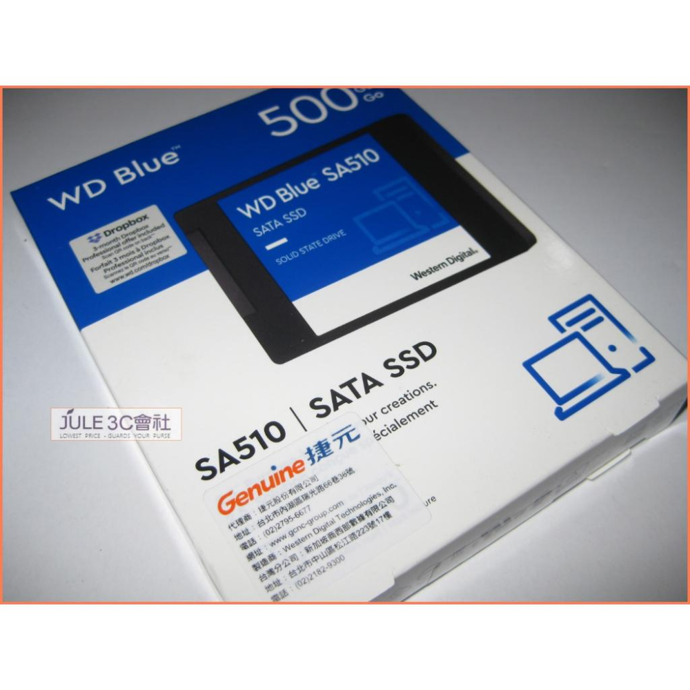 JULE 3C會社-威騰WD WDS500G3B0A 500G 藍標/2.5/SA510/7mm/全新/固態硬碟 SSD-細節圖2