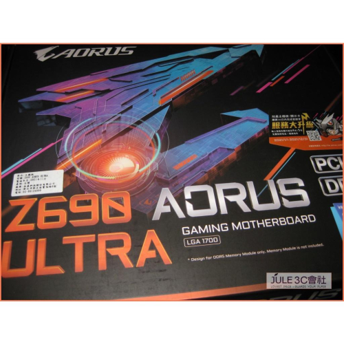 JULE 3C會社-技嘉 Z690 AORUS ULTRA DDR5/旗艦款/VRM/RGB/全新盒裝/1700 主機板