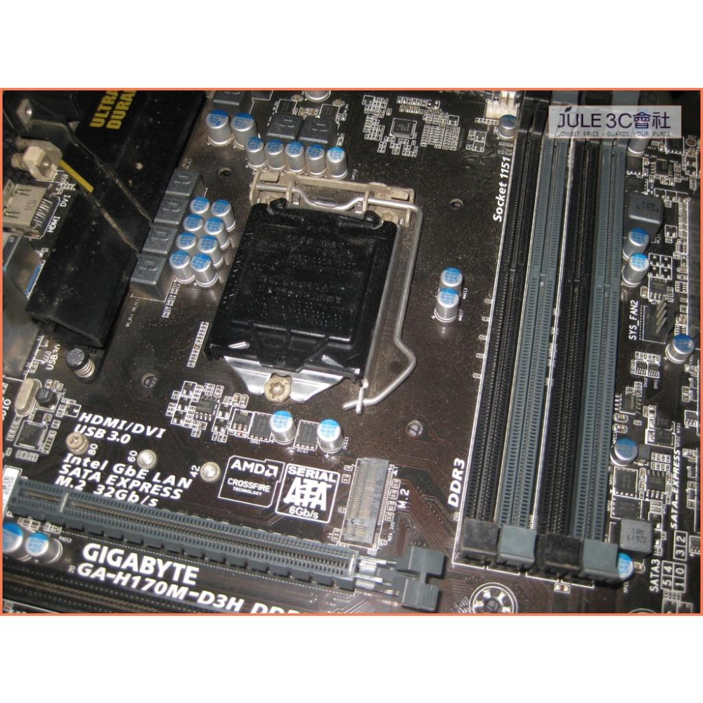 JULE 3C會社-技嘉H170M-D3H DDR3 H170/六七代/4K HD/極速電競/良品