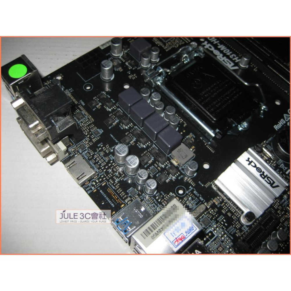 JULE 3C會社-華擎ASROCK H310M-HDV H310/DDR4/八九代/ 超合金/良品/MATX 主機板-細節圖5