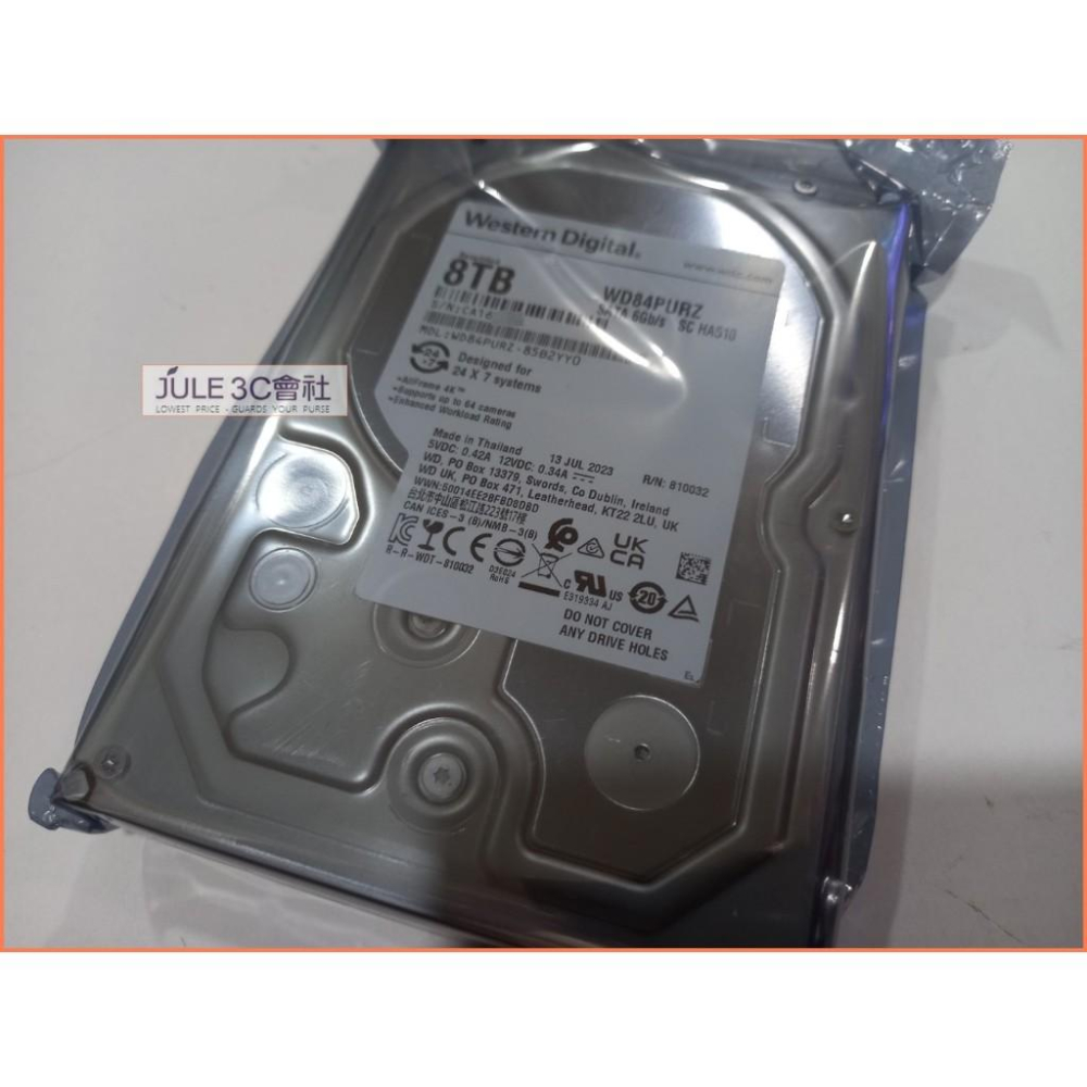 JULE 3C會社-威騰WD 紫標 WD84PURZ 8TB 8T 未拆封/128M/3.5吋/SATA3/監控硬碟