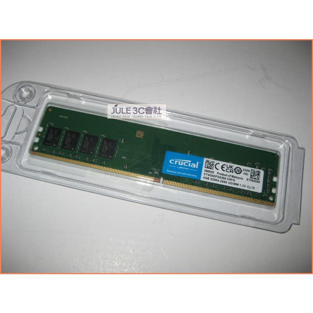 JULE 3C會社-美光Crucial DDR4 2666 4GB 4G 單面/終保/CT4G4DFS8266 記憶體-細節圖2