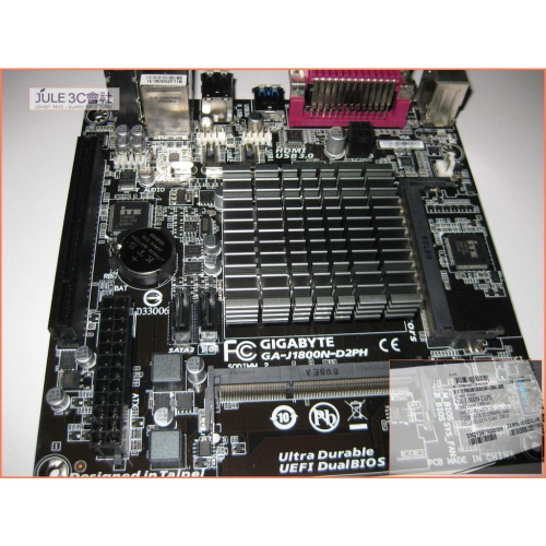 JULE 3C會社-技嘉 J1800N-D2PH DDR3L/超耐久/含CPU+4G記憶體/LPT/ITX 主機板
