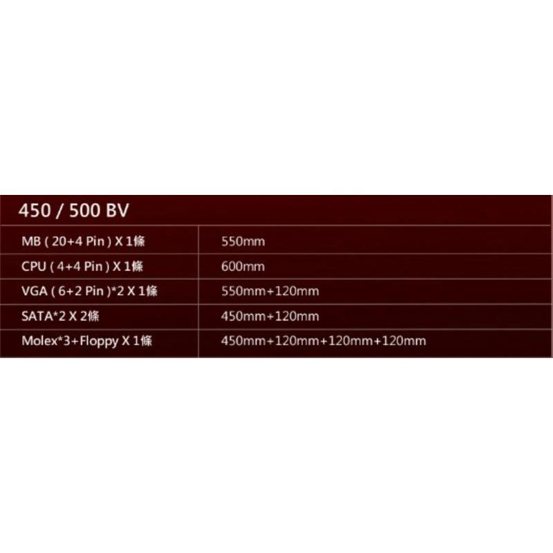 JULE 3C會社-艾維克EVGA 500 BV 80 PLUS 銅牌/主動式PFC/良品/500W 電源供應器-細節圖4