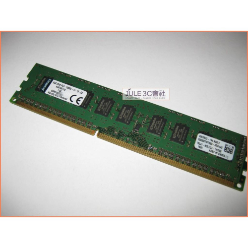 JULE 3C會社-金士頓 雙面 DDR3 1600 KVR16E11/8 8G 8GB ECC 桌機可用 記憶體