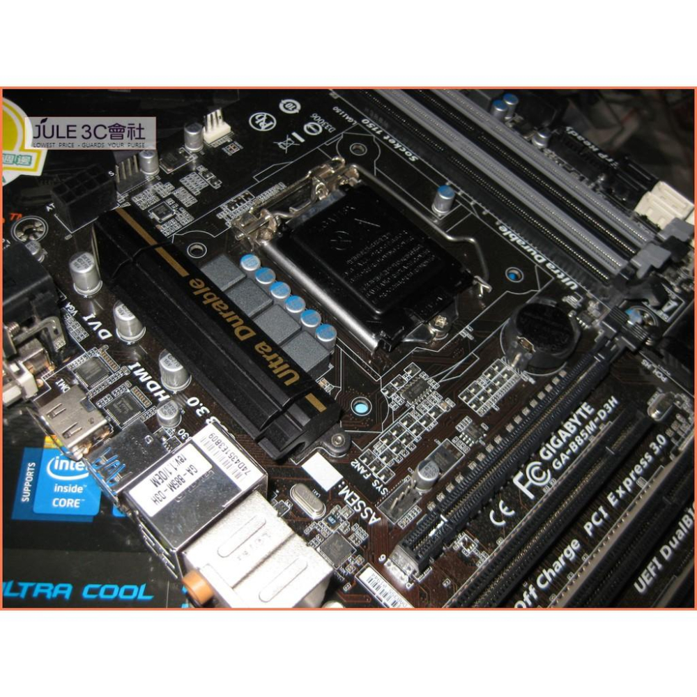 JULE 3C會社-技嘉 B85M-D3H B85/DDR3/超耐久PLUS/附檔板/良品/MATX/1150 主機板-細節圖5