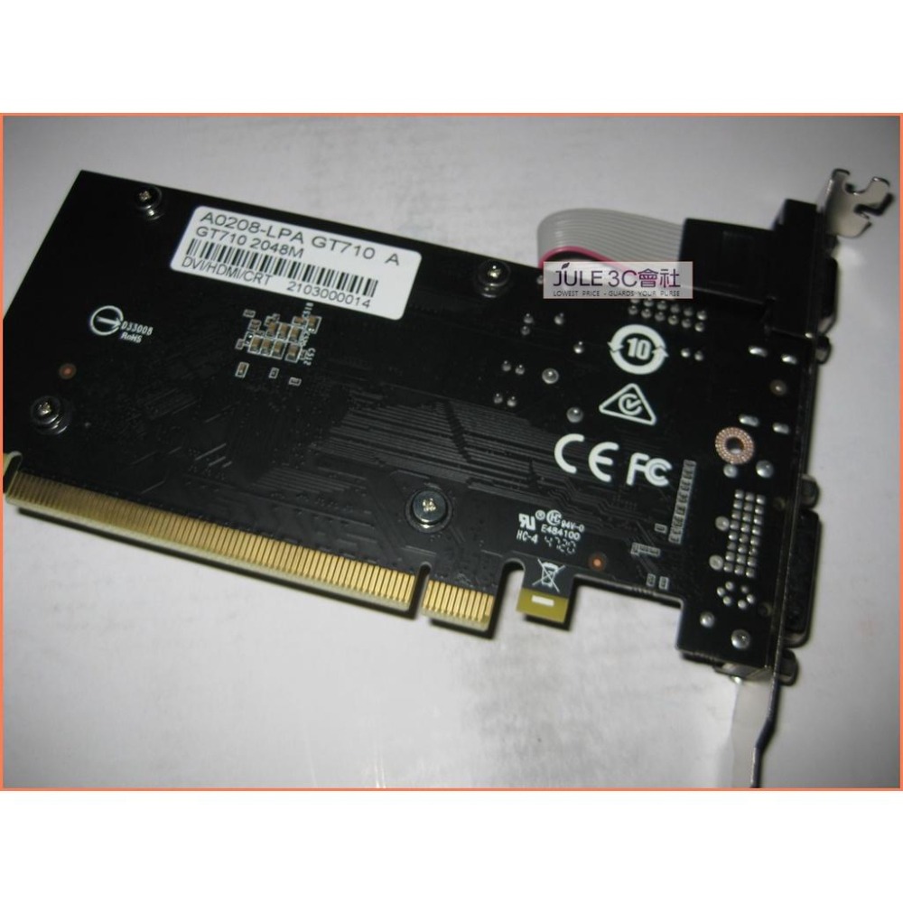 JULE 3C會社-微星MSI GT710 2GD3 LP DDR3/2G/低耗電/風扇版/良品 顯示卡-細節圖3