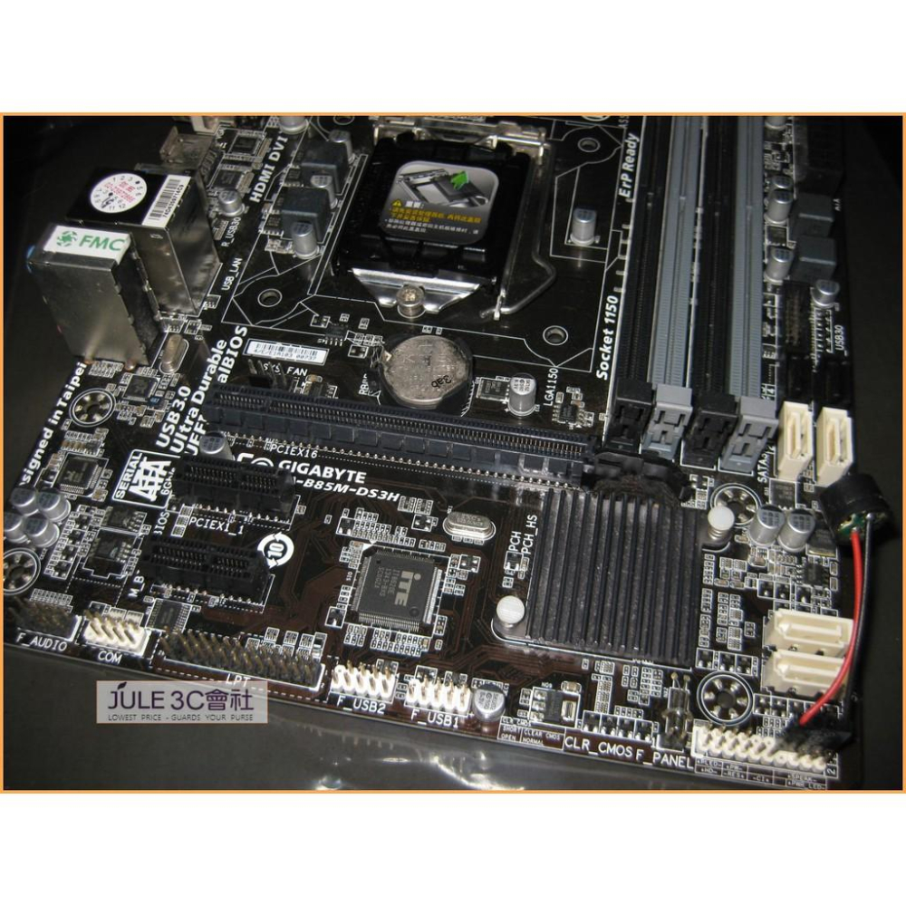 JULE 3C會社-技嘉 B85M-DS3H B85/DDR3/超耐久PLUS/附檔板/良品/MATX/1150 主機板-細節圖2