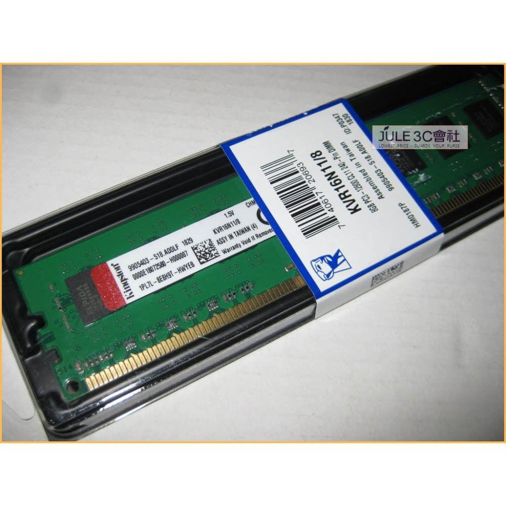 JULE 3C會社-金士頓Kingston 寬版 DDR3 1600 KVR16N11/8 8GB 8G 桌上型 記憶體-細節圖2