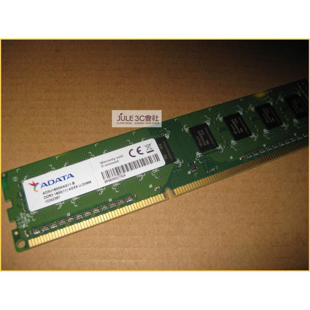 JULE 3C會社-威剛ADATA DDR3 1600 4GB 4G 單面/AD3U1600W4G11-B/終保 記憶體-細節圖2