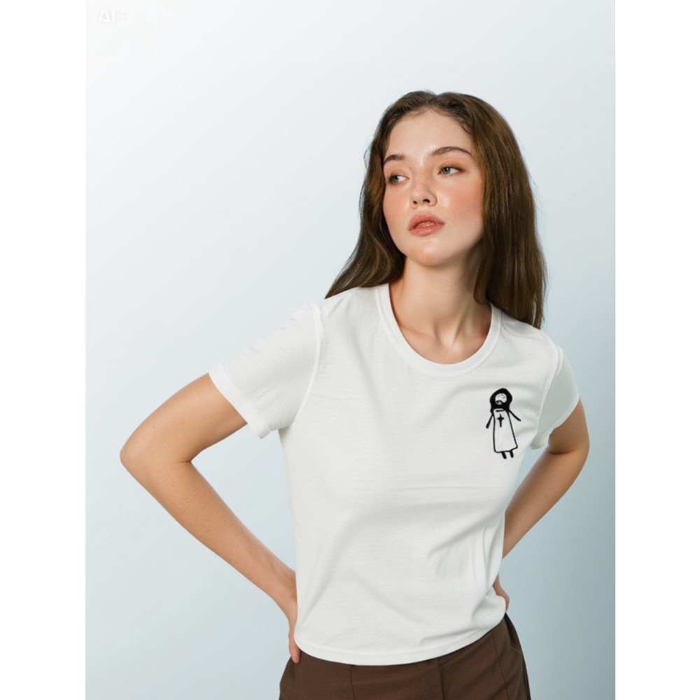 【手繪耶穌｜女生植物纖維超涼感T-shirt】-規格圖2
