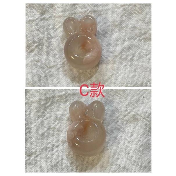 遇見～櫻花瑪瑙 櫻花瑪瑙通孔配件 平安扣 櫻花吊墜 小白兔 兔子 小兔 配線 綁繩 diy 串珠-細節圖6