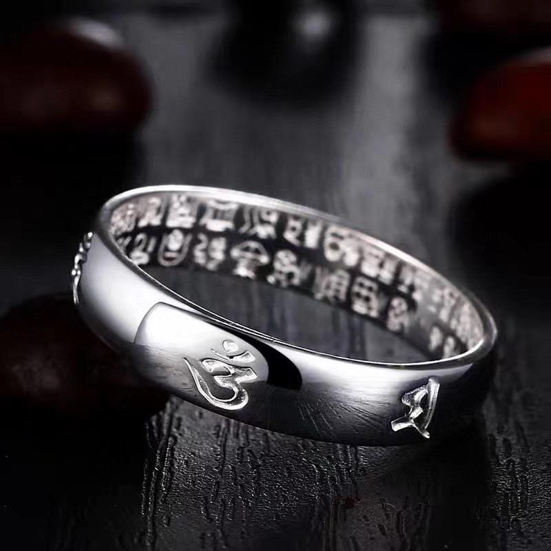 遇見～990純銀 銀戒 六字真言 戒指 男戒 女戒 活圍 六字箴言 比925含銀量高-細節圖2