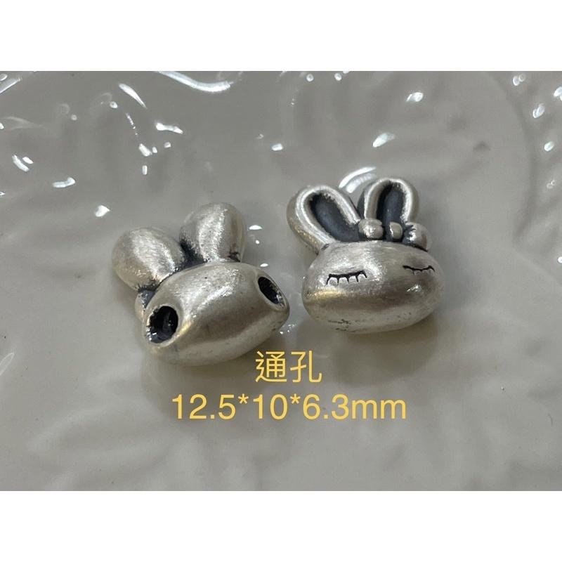遇見～純銀990 通孔配件 通孔 銀飾 銀配件 串珠配件 兔子 小兔-細節圖2