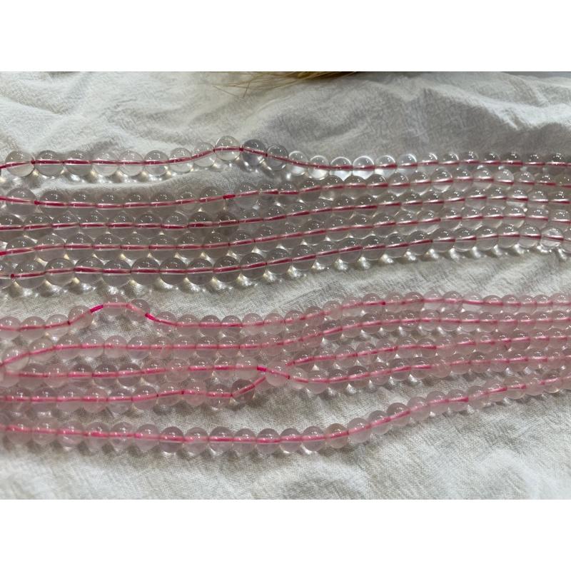 遇見～粉晶 粉水晶 透料粉水晶 6mm/8mm/10mm條珠 半成品 串珠材料 水晶串珠 天然水晶 粉水晶 星光粉晶-細節圖2