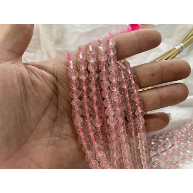 遇見～粉晶 粉水晶 透料粉水晶 6mm/8mm/10mm條珠 半成品 串珠材料 水晶串珠 天然水晶 粉水晶 星光粉晶-細節圖7