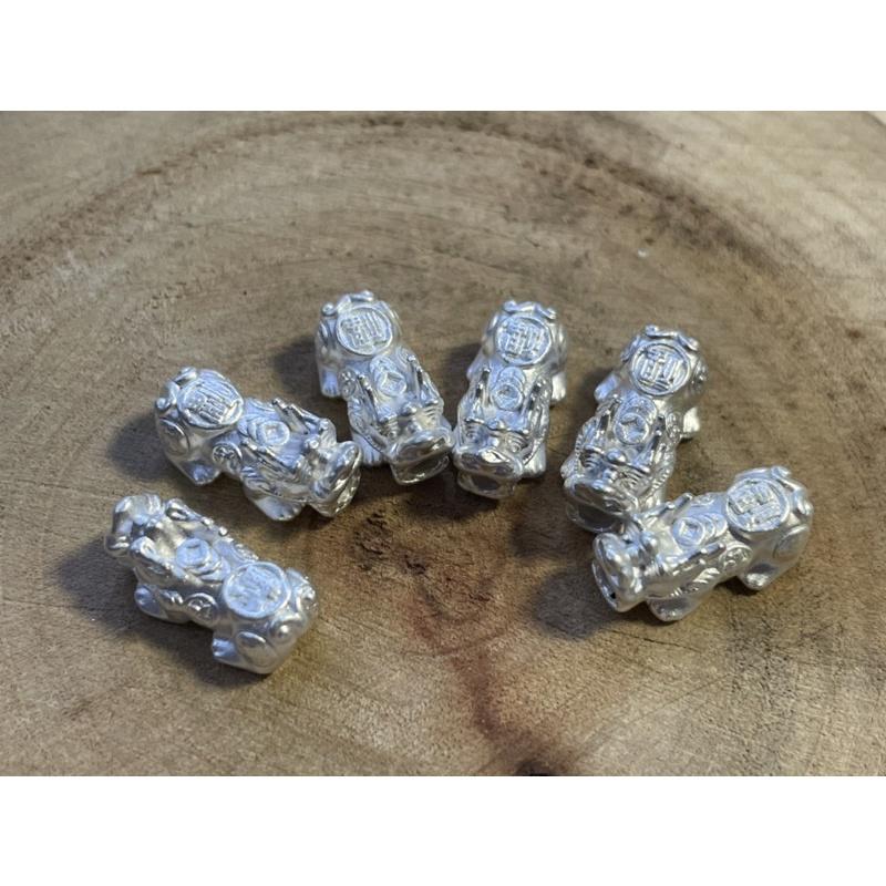 遇見～足銀999貔貅 純銀貔貅 金錢貔貅 招財貔貅  串珠材料 純銀配件 通孔手作材料 銀飾配件 一隻價-細節圖3