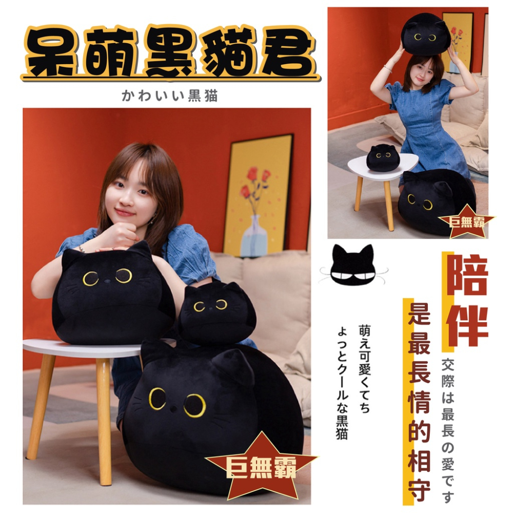 【24H發貨】生日禮物首選 抱枕黑貓 [台灣現貨] 抱枕娃娃 大抱枕 小抱枕 公仔抱枕 交換禮物 貓咪公仔 居家生活-細節圖2