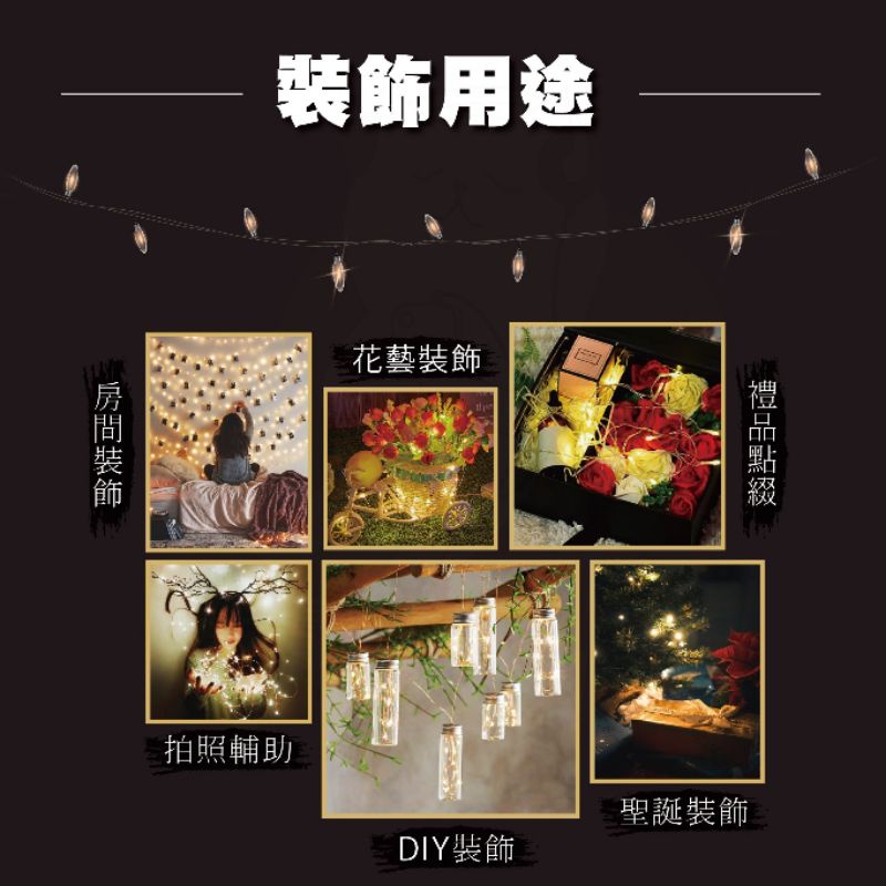 聖誕節 LED燈 裝飾燈10米 5米 3米 1米 [台灣現貨] [USB/電池] 星星燈 燈串 串燈 婚禮 生日派對-細節圖6