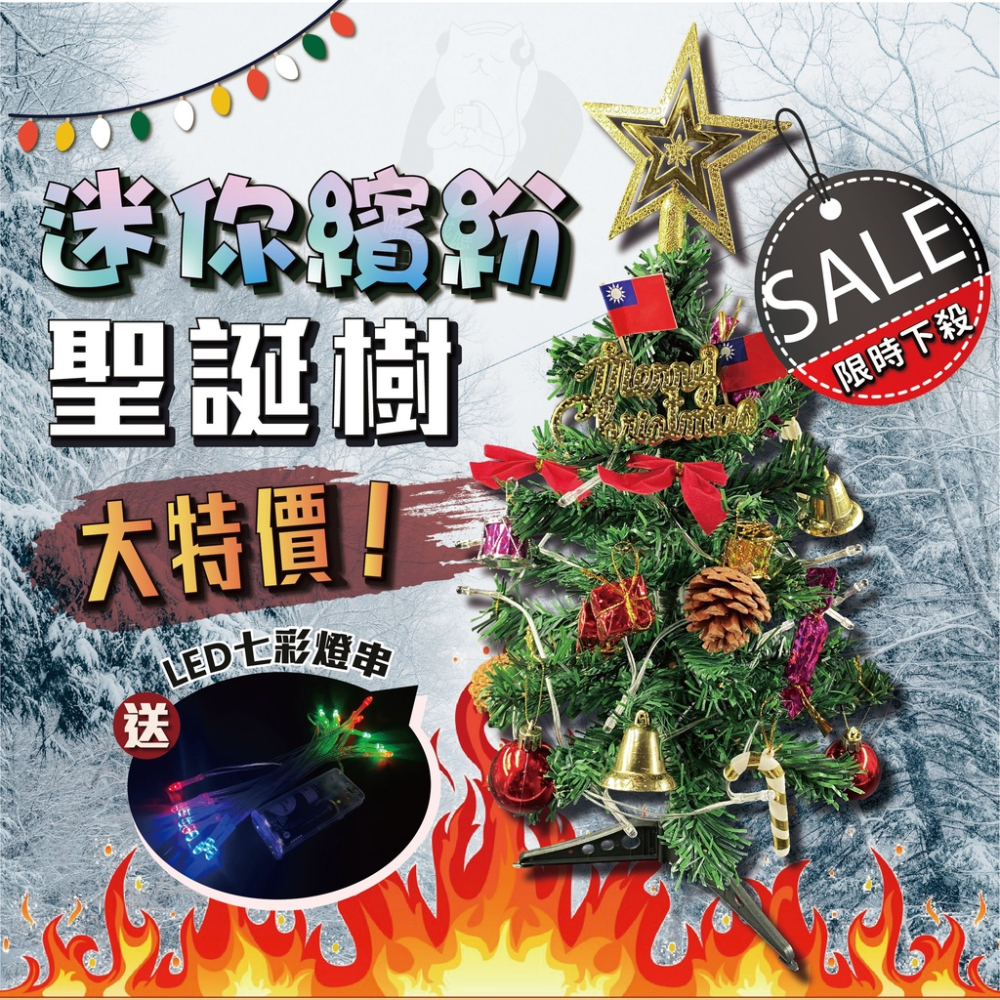 【送七彩led燈串】迷你聖誕樹 小聖誕樹 [台灣現貨] 聖誕樹DIY 耶誕節 聖誕節佈置 聖誕禮物 (多件優惠)