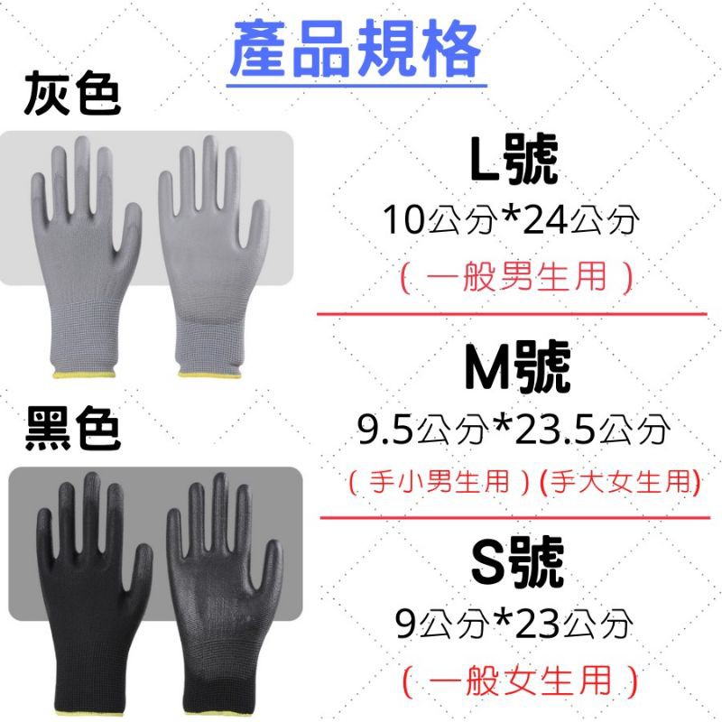 工作手套 PU手套 沾膠手套 現貨 台灣12h發貨 開發票 防滑工作手套 灰色 黑觸 手套 園藝 搬運 施工-細節圖8