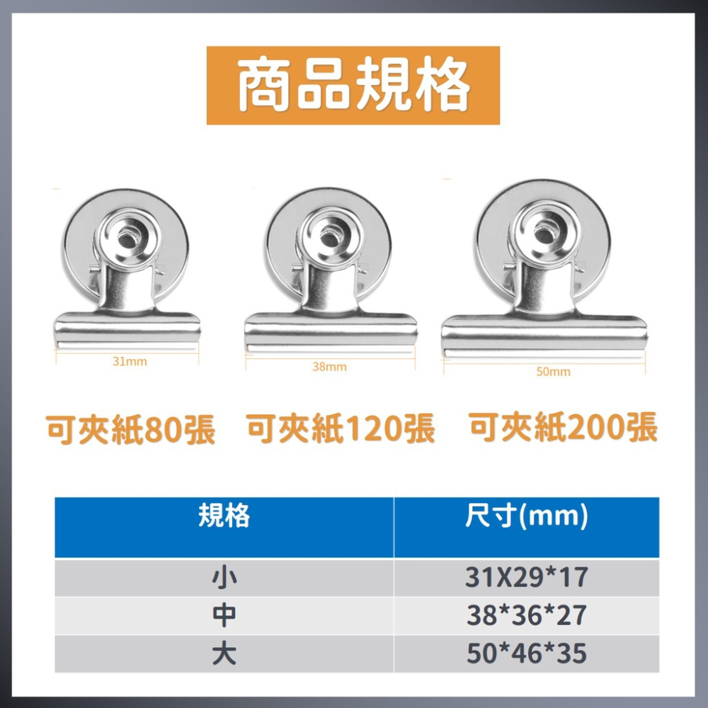磁鐵夾 不鏽鋼夾子【台灣現貨】[品質保證] 不鏽鋼夾 票夾 文件夾 資料夾 發票夾 辦公 教學 吸鐵石 白板 貨架 冰箱-細節圖6