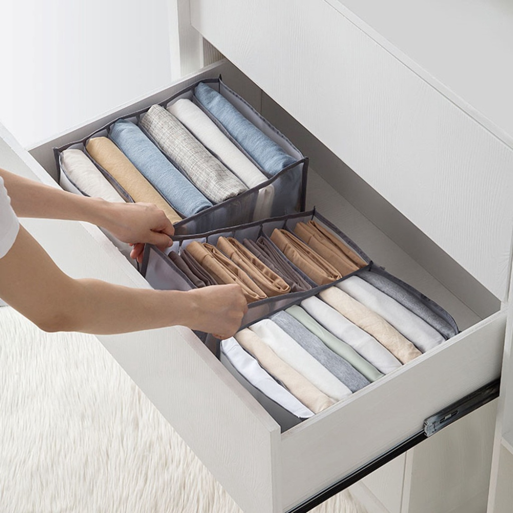 牛仔褲衣物收納盒 分隔收納 多格收納盒  [台灣現貨][最划算] 内衣褲收納盒 折疊收納盒 衣櫃分隔 衣櫥收納 居家-細節圖9