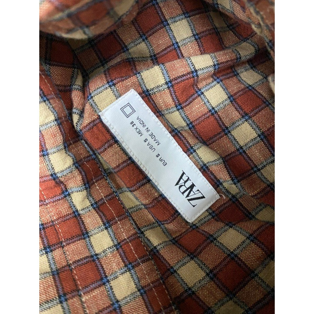 【全新】絕版 Zara 紋理格紋襯衫 棕色 S-細節圖5